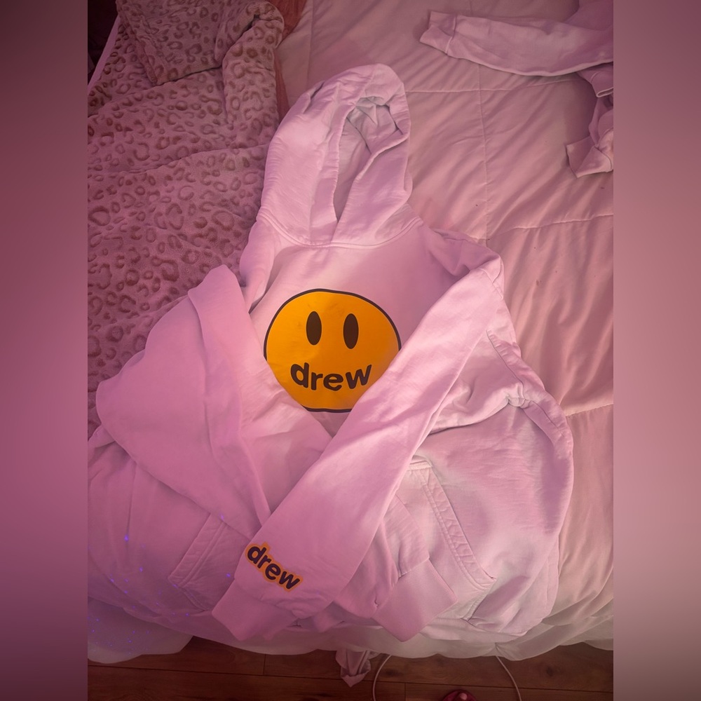 Drew House White Hoodie with Yellow Logo